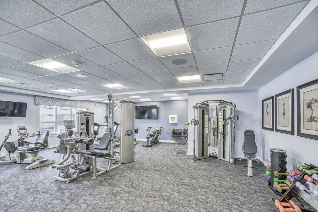 Bright senior living community gym